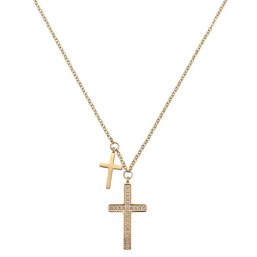 Damenkette Double Cross Goldfarben