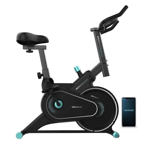 Cecotec Heimtrainer Fahrrad Drumfit Indoor 4000 Magnetic Connected. MagnetSystem, Kinomap App, 4 kg Schwungrad, manueller Widerstand, Tablet-Halter, Transportrollen, leise, max 120 kg, für Zuhause