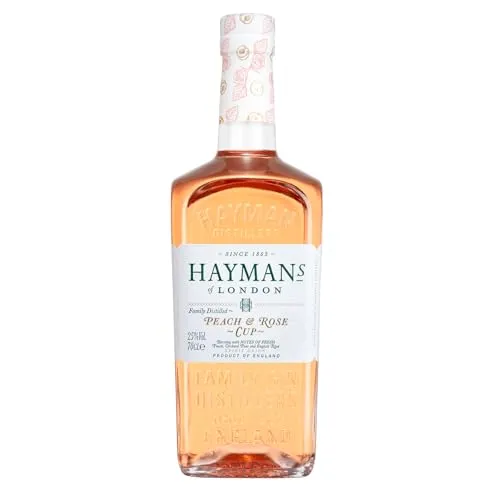 Hayman's Peach and Rose Cup 700ml - Likör mit 25% Vol., vereint London Dry Gin mit Pfirsich und Rose. Ideal als Aperitif, nachhaltig produziert und 100% recycelbare Flasche.