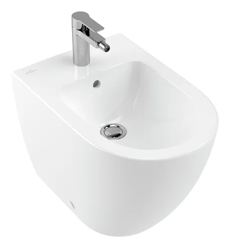 Villeroy & Boch Subway 2.0 Bidet, bodenstehend - Elegantes Bidet aus Badkeramik in Weiß Alpin, ideal für moderne Badezimmer und ausgestattet für eine 3-Loch Armatur.