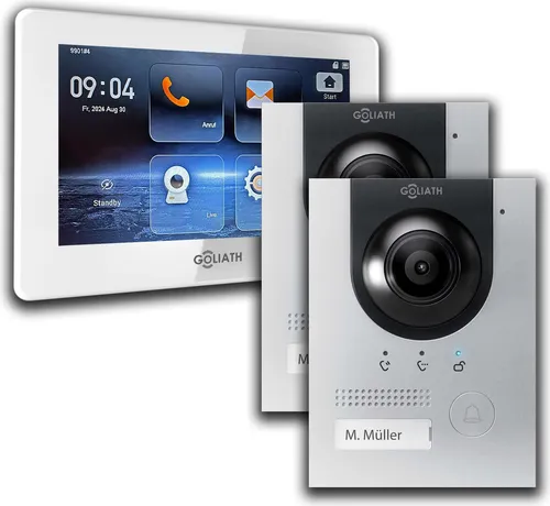 IP Gegensprechanlage | 7 Zoll Monitor | 2x Außenstation Silber : 1 Monitor : 7 Zoll Weiß : Aufputz Dose Monitor Anzahl: 1 Monitor Monitor Farbe: 7 Zoll Weiß Montage: Aufputz Dose