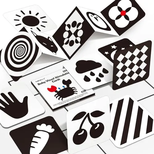 Hahaland Kontrastkarten Baby Spielzeug ab 0 3 6 Monate, 20 Karten, Schwarz Weiß Flash Karten, Kontrast Spielzeug für Neugeborenen, Visual Stimulus Lernkarten,Baby Geschenk Geburt, 5.9″x 5.9″