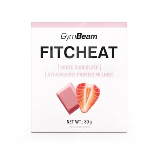 Fitcheat Protein-Schokolade - Mit hochwertiger Schokolade, Proteinsnack, hoher Proteingehalt, glutenfrei & GVO-frei, unterstützt Muskelwachstum & Knochengesundheit (80 g, white chocolate strawberry)