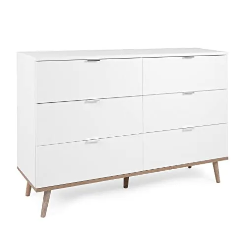 Homestyle4u Kommode Sideboard Weiß Holz mit 6 Schubladen von Homestyle4u