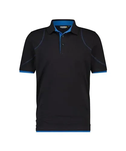 DASSY® Orbital Poloshirt XL - Schwarz/Azurblau - Herren-Shirts mit hochwertigem Baumwoll-Piqué, ideal zur Veredelung und nach OEKO-TEX® Standard 100 geprüft, bequem mit Strickkragen und Seitenschlitzen.