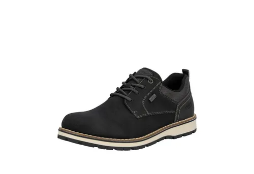 RIEKER Herren Schnürschuh, Gr. 41, schwarz - Sneaker aus Lederimitat und Textil, atmungsaktiv und wasserabweisend. Ideal für Business und Freizeit mit praktischem Innenreißverschluss.