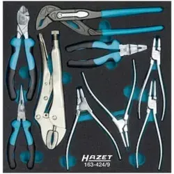 Hazet 163-424/9 Werkstatt Zangen-Set 9teilig - Werkzeugsets mit verchromter Ausführung und rutschfesten 2-Komponenten-Griffhüllen für optimalen Komfort und Sicherheit.