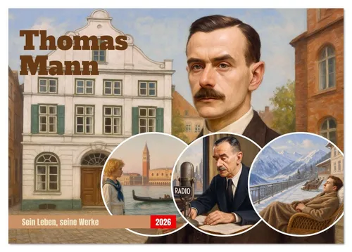 CALVENDO Wandkalender Thomas Mann. Sein Leben, seine Werke (Tischkalender 2026 DIN A5 quer)