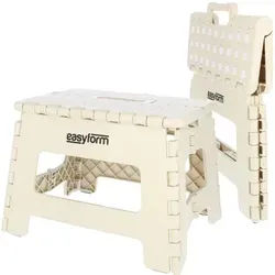 Klapphocker Tritthocker faltbar rutschfest 22 cm bis 150 kg Kunststoff-Hocker Trittstufe Haushalt Bad Küche beige - Beige