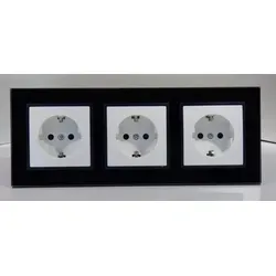 Lichtideen Schalter 6784 Abelka Nuovo schwarz GLAS - Moderne 3-fach Schuko Dosen mit elegantem Glasrahmen in schwarz, ideal für stilvolle Raumgestaltung. Kratzfest und vielseitig montierbar – perfekter Mix aus Funktionalität und Design.