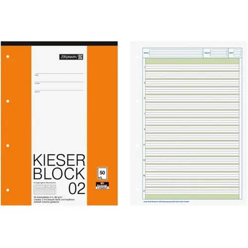 BRUNNEN Arbeitsblock Kieserblock gelocht DIN A4 liniert von BRUNNEN
