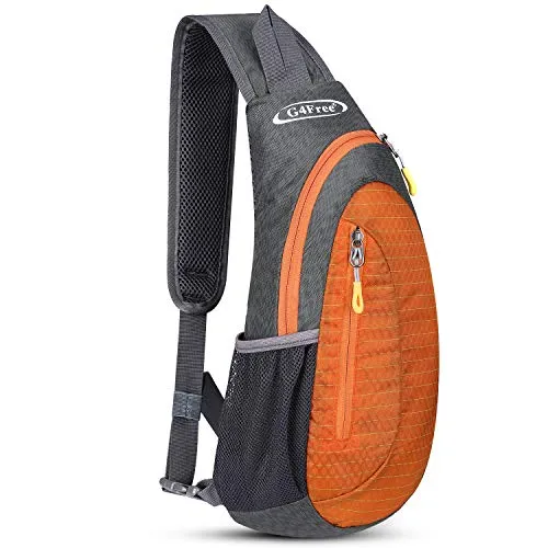 G4Free Leichte Brusttasche Sling Schulter Rucksäcke Nette Umhängetasche Dreieck Pack Rucksack zum Wandern Radfahren Reisen oder Multipurpose Tagepacks, Grau und Orange, S