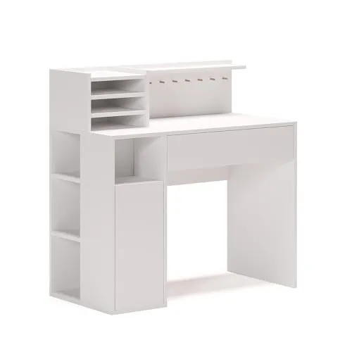 Vicco Schreibtisch, Weiß, 100 x 50 cm - Schreibtisch mit großer Schublade und kratzfester Oberfläche, ideal für kreative Arbeiten und Home Office. Maße: 100 x 50 cm, selbstmontierbar.