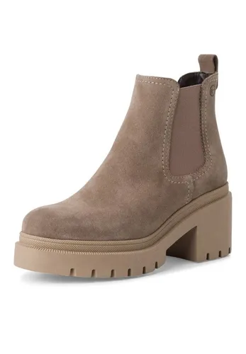 Tamaris Damen Chelsea Boot aus Leder mit Blockabsatz in braun von Tamaris