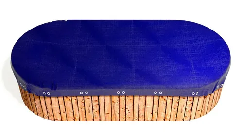 Grasekamp Pool-Abdeckplane oval 737x360 cm in Blau/Schwarz - Hochwertige Abdeckplane für Pools, 100% Polyethylen, schützt effektiv vor Schmutz und UV-Strahlen. Ideal für ovale Pools mit einer Größe von 737x360 cm.
