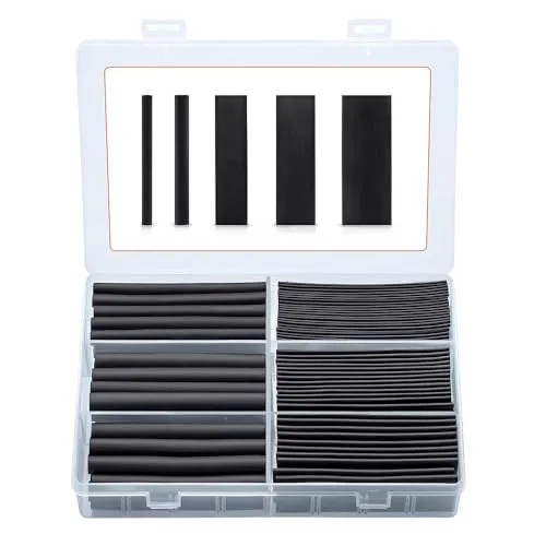 Offgridtec Schrumpfschlauch Set 4:1 Verhältnis, 95 vorgeschnittene Stücke, 89mm Länge, Doppelwandig mit Kleberbeschichtung, für Kabelisolierung & Lötstellen, verschiedene Durchmesser, Schwarz