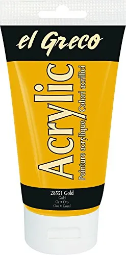 KREUL 28551 - El Greco Acrylic, 150 ml Tube in gold, hochpigmentierte, glänzende Acrylfarbe in Studienqualität, buttrig vermalbar, für pastose Malerei
