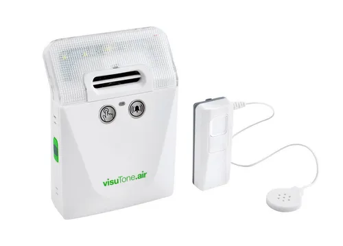 Humantechnik Funk-Lichtklingel mit Akustiksensor - Türklingeln & Türglocken: Kabellose Signalübertragung bis 300 Meter, ideal für Schwerhörige mit lautem Tonsignal und Lichtblitz für maximale Sichtbarkeit.