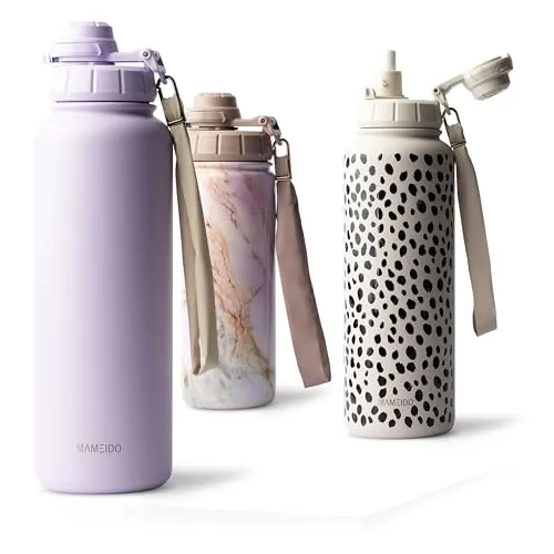 MAMEIDO Thermosflasche mit Strohhalm 700ml in lila von MAMEIDO