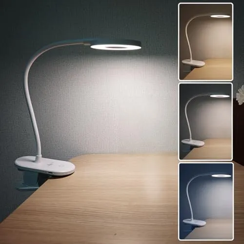 Lunartec Leseleuchte: Akku-Touch-Leselampe mit Klemmhalterung und Schwanenhals (Leselampe Buch Klemme, dimmbare Schwanenhals Lampe, LED Tischleuchte Batterie)