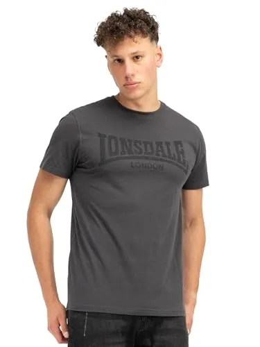Lonsdale Herren T-Shirt Logo Kai Normale Passform, Anthracite/Black, XXL