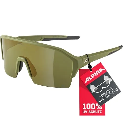 ALPINA Unisex Sport- & Fahrradbrille, Olive Matt - Sportbrillen mit 100% UV-Schutz und Fogstop-Beschichtung für klare Sicht. Ideal für aktive Sportler, die Wert auf Komfort und Sicherheit legen.