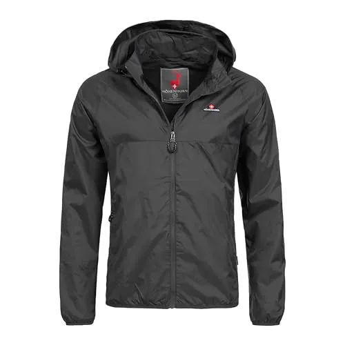 Höhenhorn 27J23 Rigi Herren Regenjacke Schwarz XXL - Funktionsjacke für Outdoor-Aktivitäten, atmungsaktiv und wasserabweisend für optimalen Schutz bei Regen, ideal zum Wandern und Radfahren.