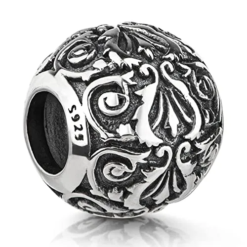 Materia Charms Anhänger Silber 925 floral Beads Ornamente antik #296-Floral
