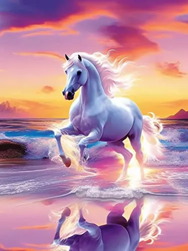 VAIIEYO DIY 5D Diamond Painting Pferd, Diamant Painting Bilder Malerei Kits Tier, Malen Nach Zahlen Diamant Home Wand Decor Gemälde Kreuzstich Diamond Dekoration 30x40 cm