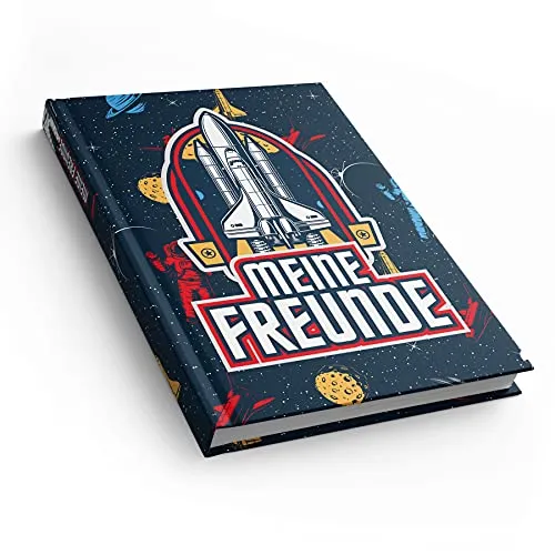itenga Freundebuch Weltraum Meine Freunde DIN A5 88 Seiten für Jungen zum Ausfüllen für Schule Schüler Freunde