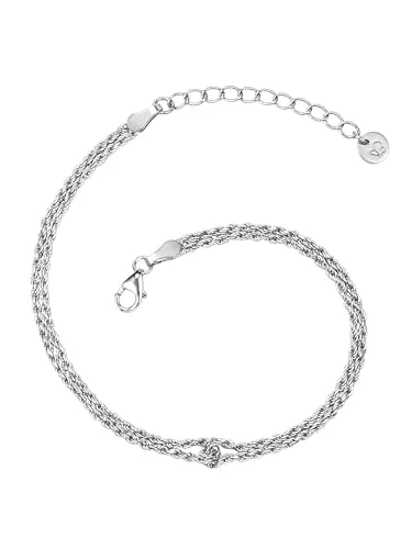GLANZSTÜCKE MÜNCHEN Damen Armband 925/- Sterling Silber rhodiniert Kordelarmband 2-reihig Silberarmband