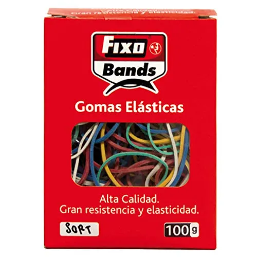 Fixo Box mit 100 g, elastische Gummibänder, verschiedene Farben und Größen