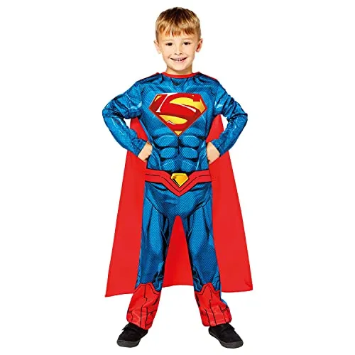 Amscan Sustainable Superman Kostüm für Jungen (8-10 Jahre) - Kostüm für Kinder aus 100% recycelten Materialien, mit ausgepolsterter Brust und abnehmbarem Umhang für nachhaltigen Superheldenspaß.