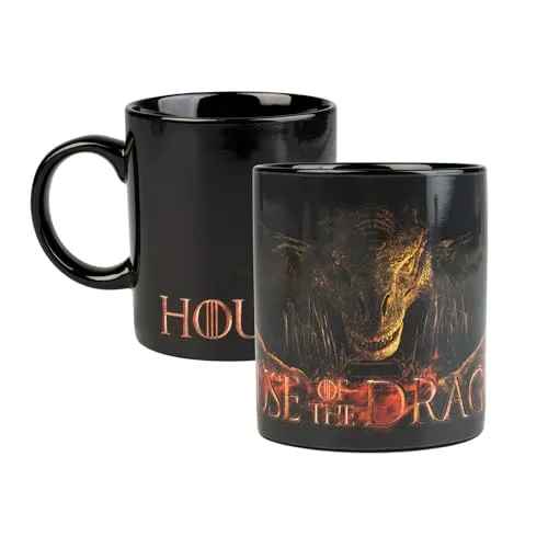 Grupo Erik Tasse Kaffeetasse mit Thermoefekt House of the Dragon Kaffeebecher - Teetasse Größe 8,7 cm x 9,5 cm - Fassungsvermögen 350 ml - Offizielles Game of Thrones Lizenzprodukt