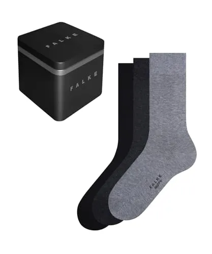 FALKE Herren Socken Happy Box Uni Multipack M - Hochwertige Herrensocken aus weicher Baumwolle im praktischen 3er-Pack, ideal für Arbeit und Freizeit. FALKE garantiert perfekten Tragekomfort und passgenaue Form auch nach mehreren Wäschen.
