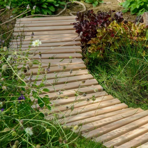 Mobiler Garten-Holzweg aus Douglasie mit Tragegriffen von dobar