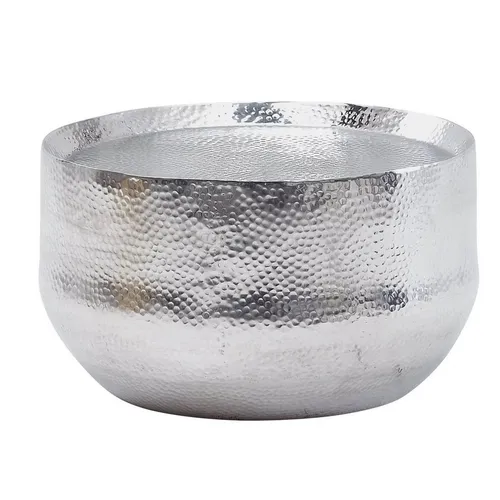 möbelando Couchtisch Aluminium Silber 60x60 cm im orientalischen Design