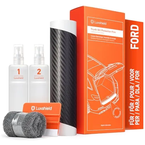 Luxshield Ladekantenschutz Folie für Ford Galaxy 3 (III) I 2015-2023 - Stoßstangenschutz, Kratzschutz, Lackschutzfolie - Carbon Schwarz