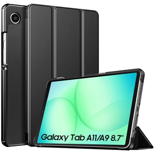 TiMOVO Hülle für Samsung Galaxy Tab A11/A9 8.7 Zoll, Schwarz | Kompatibel mit SM-X130/X133/X135/X110/X115/X117, Schlanke, Leichte Schutzhülle, Ständer und Harter Rückseite