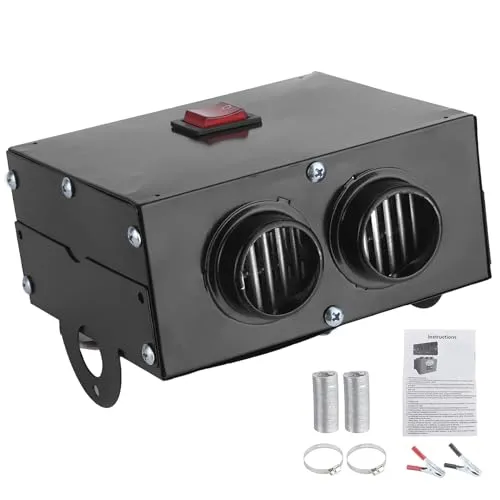 Tbest Heizung 12V 600W,Tragbare Autoheizung Heizluefter Wärmer Defroster,2 Loch 5 Sekunden Schnellheizung Windschutzscheibe Frost Entfernen,Stumm Fan Winter-Auto-Heizung-Kit