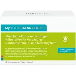 Mybiotik Balance Rds 40x2 g + 40 Kapseln - Medizinisches Lebensmittel zur Unterstützung bei Reizdarmsyndrom, mit dem Bakterienstamm LP299V® und wichtigen Mikronährstoffen wie Vitamin D und Calcium.