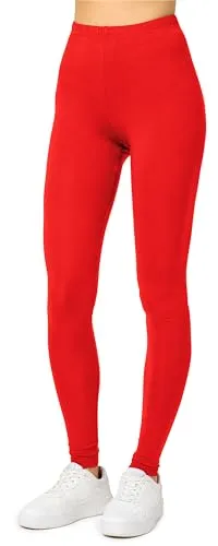 Merry Style Damen Lange Leggings aus Viskose MS10-143 (Rot, S)