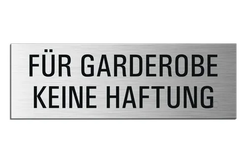 Schild Für Garderobe keine Haftung Aluminium 24x8 cm Edelstahloptik selbstkleb.