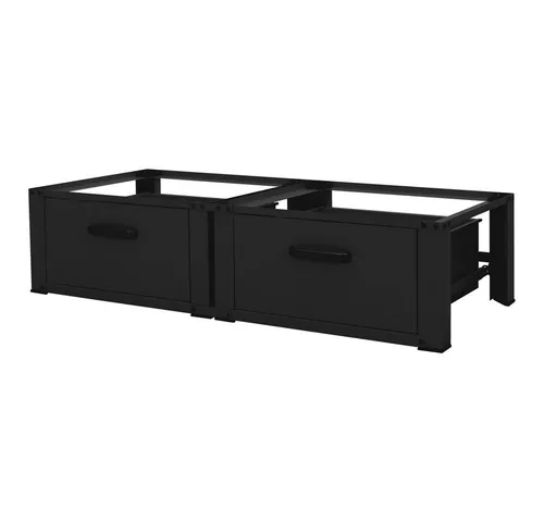 ML-Design Doppel Waschmaschinen Untergestell mit 2 Schubladen, Schwarz - Podeste & Rahmen für Waschmaschinen - Ergonomisch erhöht für rückenschonendes Beladen, mit zwei praktischen Schubladen für zusätzlichen Stauraum und einer stabilen Traglast von 2x150 kg.