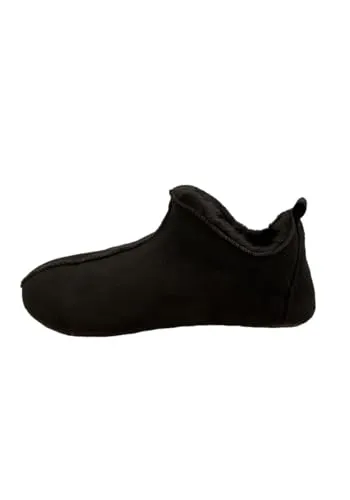 Hollert Lammfell Hausschuhe Bali Dunkelbraun Damen Herren warme Bettschuhe Lederschuhe Innenfutter echtes Merino Schaffell Größe 43 EU
