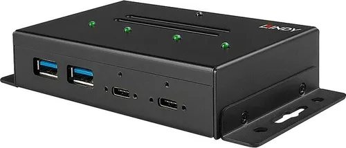 Lindy 4 Port USB 3.1 Gen 2 Type C Metal Hub - 4 x USB 3.1 Gen 2, robustes Metallgehäuse für industrielle Anwendungen und hervorragender EMV-Schutz