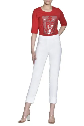 ROBELL Stretch-Jeans 7/8 POWER-STRETCH Style BELLA - Bequeme Schlupfjeans in Weiß 46 - Sportliche 7/8 Schlupfjeans aus POWER-STRETCH für optimalen Tragekomfort. Ideal für jeden Tag, mit modischem Aufschlag und praktischen Gesäßtaschen. Maschinenwaschbar und pflegeleicht.