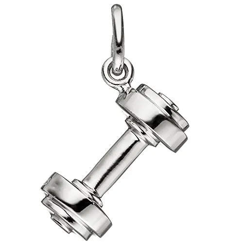 Hantel Anhänger aus 925 Silber - Eleganter Anhänger für Damen aus echtem 925 Sterlingsilber, rhodiniert und anlaufgeschützt. Ideal für Fitnessliebhaber und als einzigartiges Geschenk.