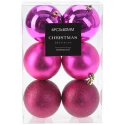 Mojawo 6tlg Weihnachtskugel Christbaumkugeln Baumkugel Set Pink Ø8cm