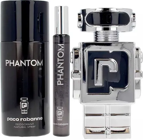 Paco Rabanne - Phantom Set 100 ml EDT + 10 ml EDT + 150 ml Deo - Elegantes Duftset mit 100 ml und 10 ml Eau de Toilette sowie 150 ml Deodorant Spray. Ideal für jeden Anlass, überzeugt mit einem orientalischen Duftprofil und bietet langanhaltenden Frischekomfort.